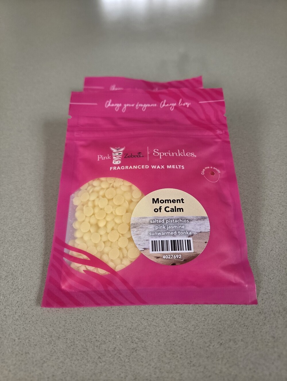 Pink Zebra Sprinkles Wax Melt -MOMENT OF CALM -2 SAMPLE PACKS **NEW